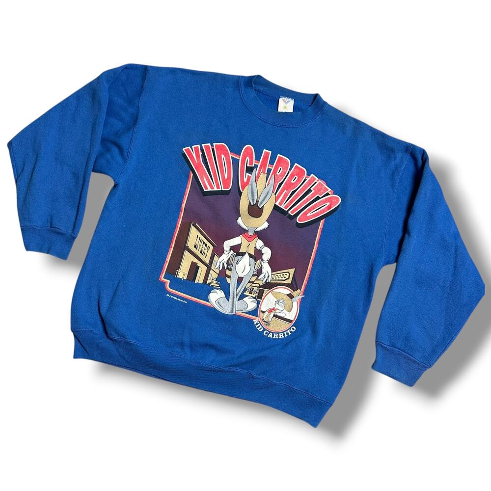 Vintage 90s Looney Tunes Taz Bugs Bunny El Diablo Kid Carrito Sweatshirt USA XL